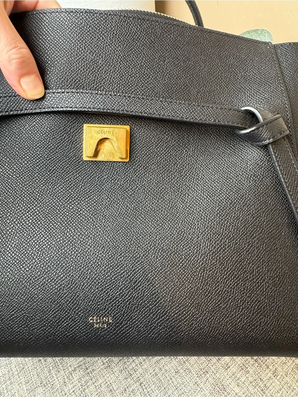 Celine Black Leather Satchel with Top Handle